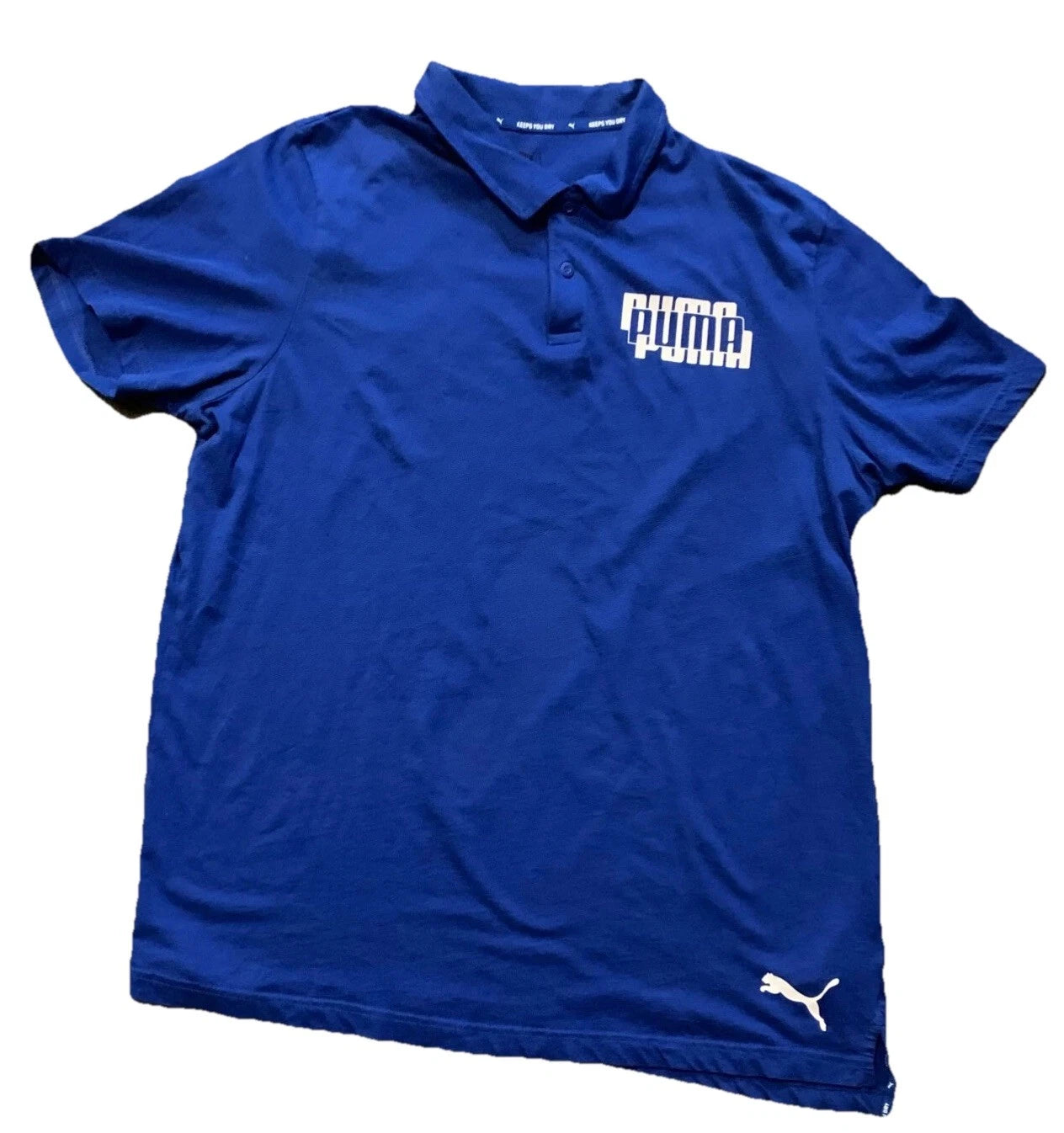 PUMA Mens Blue Short Sleeve Regular Fit Pullover Sports Polo Shirt Size X-Large