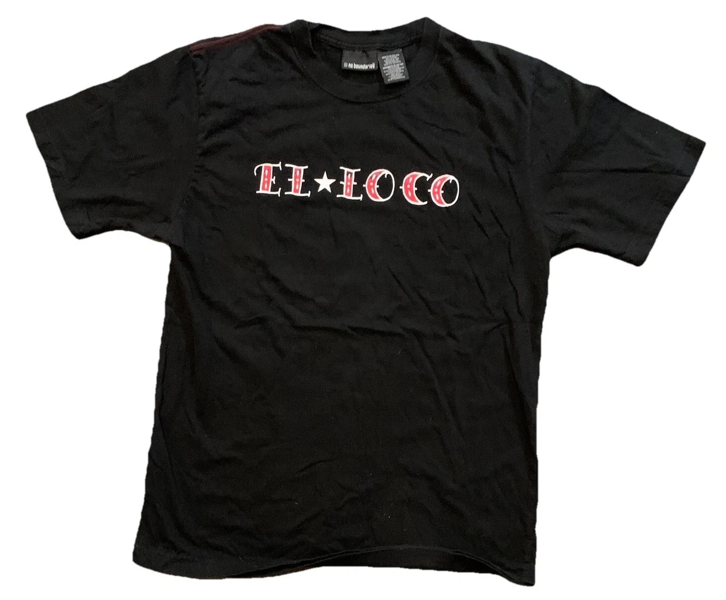 No Boundaries Mens Black EL LOCO Print Solid Casual Round Neck T-Shirt Size-M
