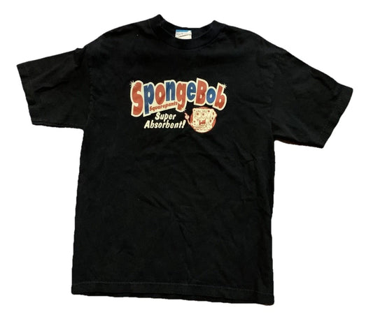 Nickelodeon SpongeBob SquarePants Mens Black VTG Super Absorbent T-Shirt Medium