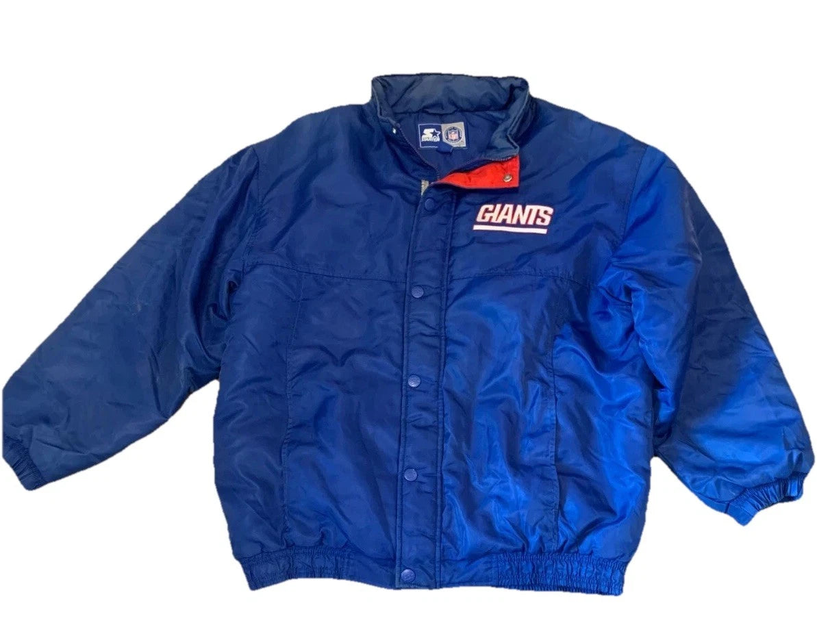 Starter NFL Mens Blue New York Giants Super Bowls Winner Bomber Jacket Size L