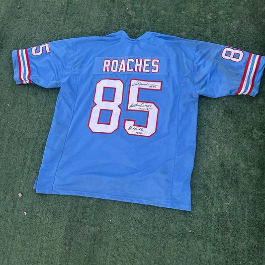 Carl roaches Signed Houston Oilers Jersey RARE Pro Bowl WR KR ON FIELD JERSEY