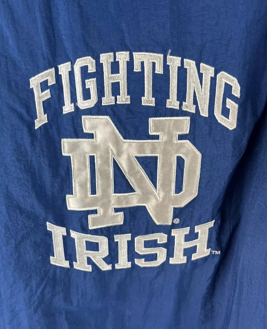 Vintage 90s Starter Puffer Jacket XL Notre Dame Big Logo Fighting Irish Football