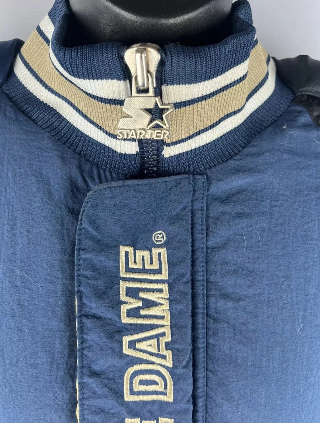 Vintage 90s Starter Puffer Jacket XL Notre Dame Big Logo Fighting Irish Football