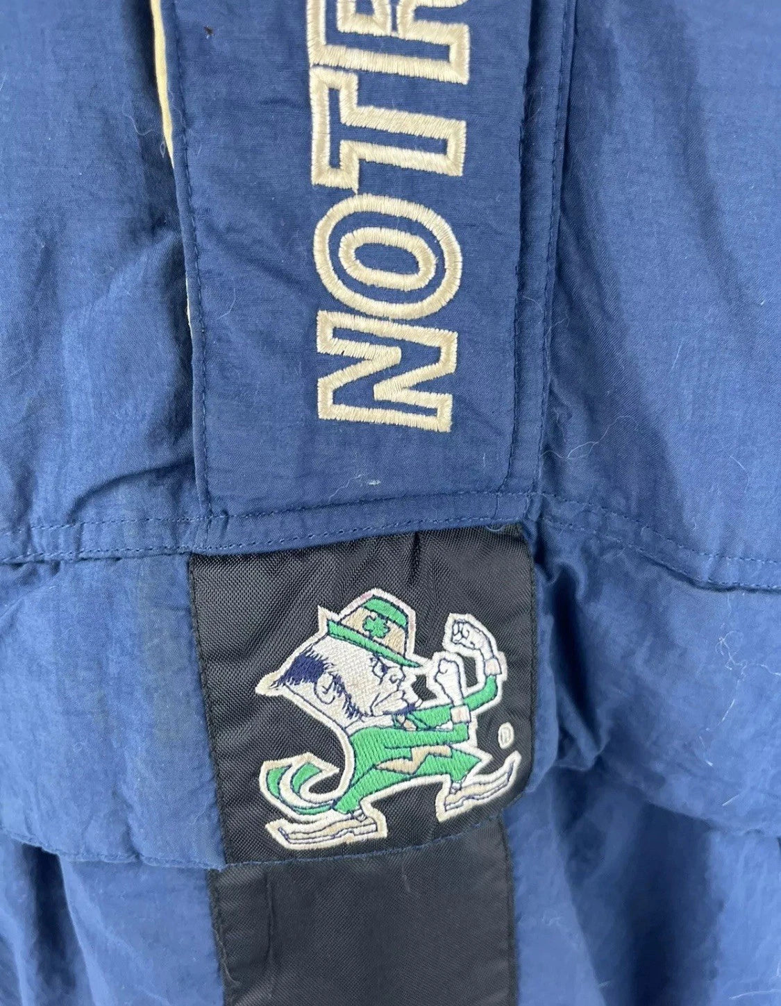 Vintage 90s Starter Puffer Jacket XL Notre Dame Big Logo Fighting Irish Football