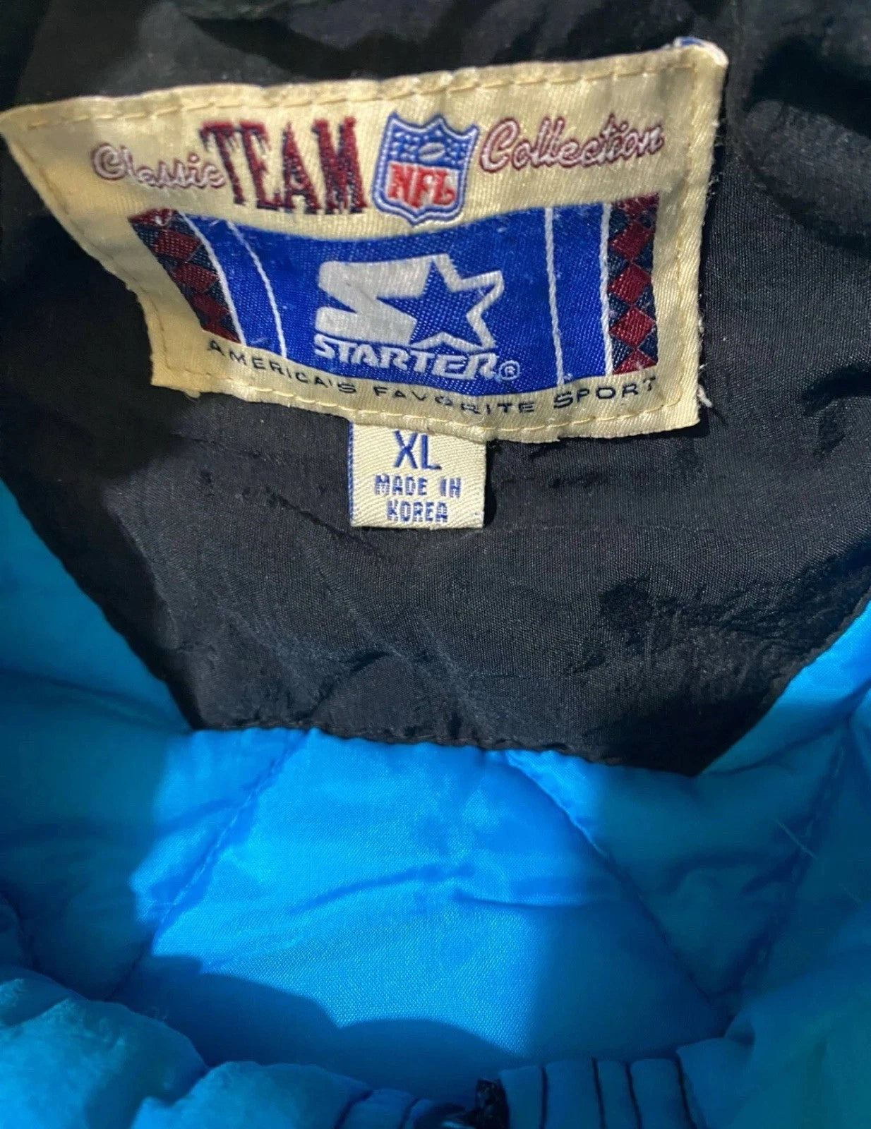 Vintage Starter NFL Carolina Panthers Puffer Jacket Size XL