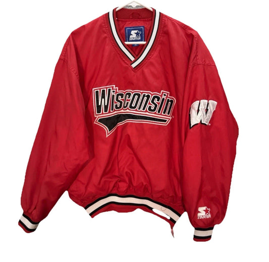 Vintage Wisconsin Badgers Jacket Adult Medium Red Windbreaker 1990s Y2K Starter