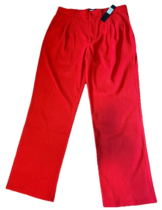 Novamen Mens Red Fashion Shadow Stripe Show Up Pleated Loose Trouser Size 36