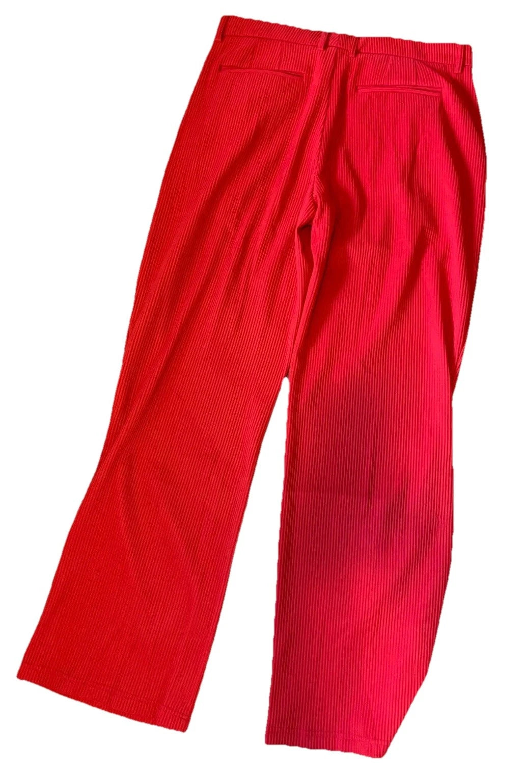 Novamen Mens Red Fashion Shadow Stripe Show Up Pleated Loose Trouser Size 36