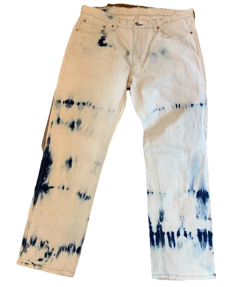 Levis 541 Mens Whit Tie Dye Classic Casual Taper Fit Denim Jeans Size 34x30