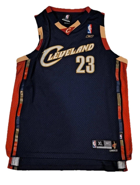 Reebok Mens Blue NBA Cleveland Cavaliers Lebron James jersey #23 Youth Size XL