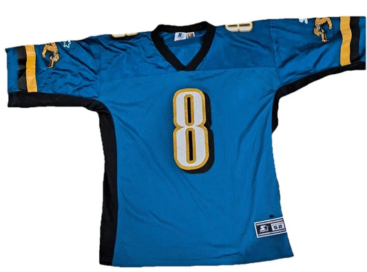 Vintage Starter Mens Blue Jacksonville Jaguars Mark Brunell Jersey #8 Size XL