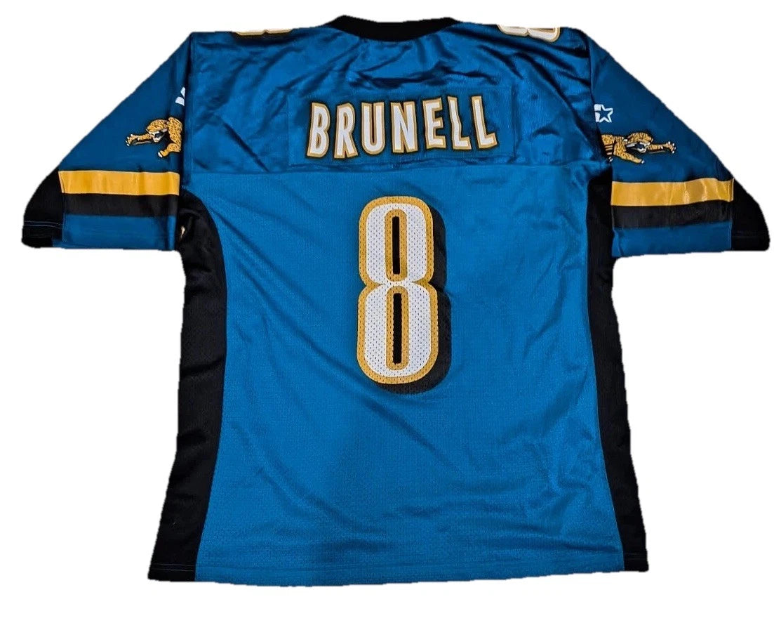 Vintage Starter Mens Blue Jacksonville Jaguars Mark Brunell Jersey #8 Size XL