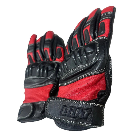 BILT MENS MOTORCYCLE GLOVES BLACK RED LEATHER SIZE SMALL