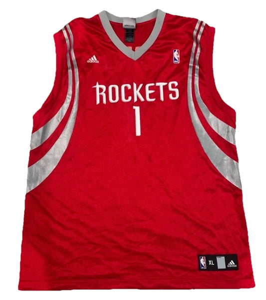 Adidas Mens Red Houston Rockets #1 McGrady NBA Rare Basketball Jersey X-Large