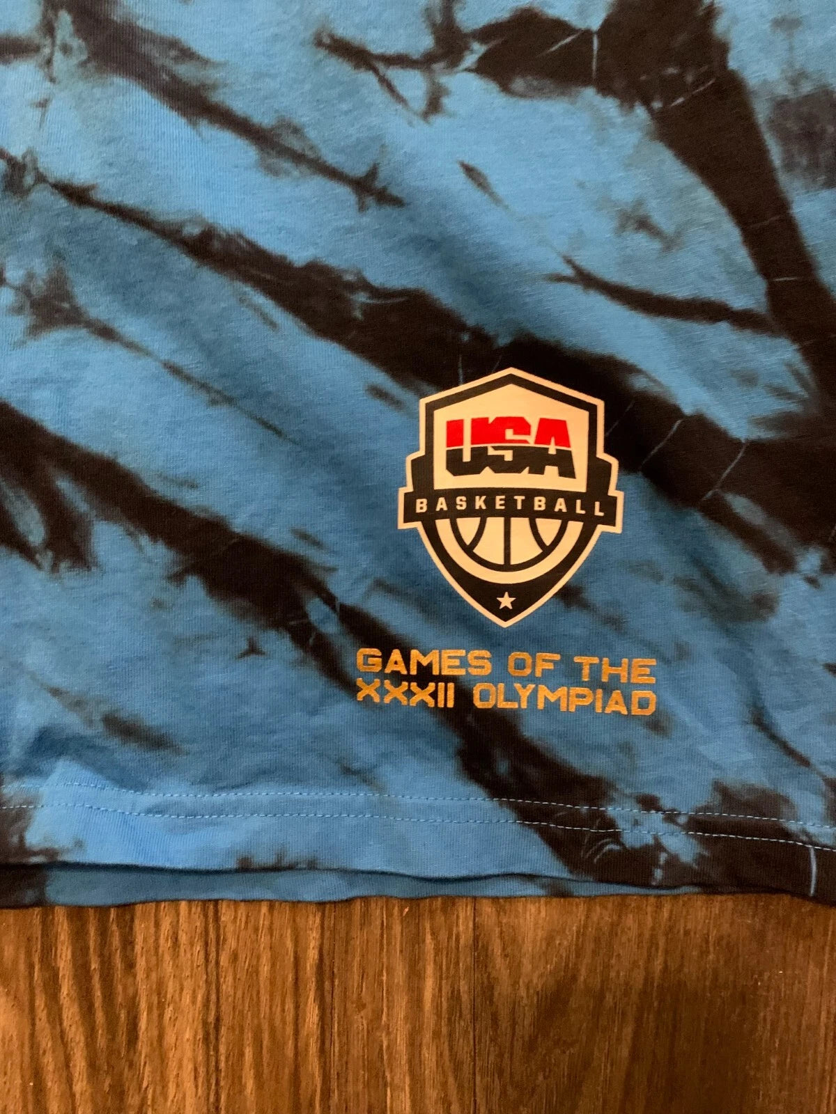 Nike Mens Blue Team USA Basketball Olympics XXXII Tie Dye T-Shirt Size Medium