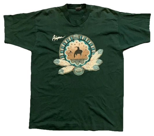 Vintage Fruit of the Loom BEST Mens Green Ariyana 90s Southwestern T-Shirt XL