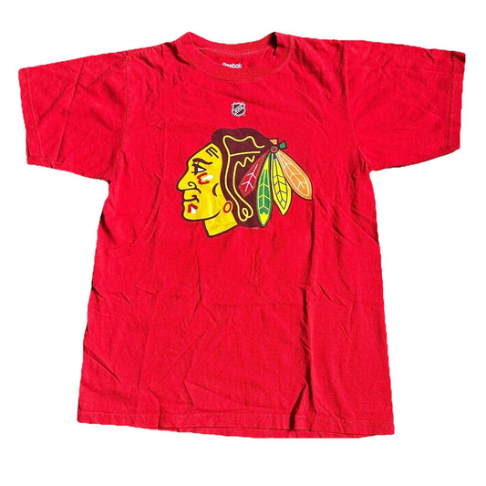 Reebok Mens Red NHL Chicago Blackhawks #19 Jonathan Toews Graphic T-Shirt Medium