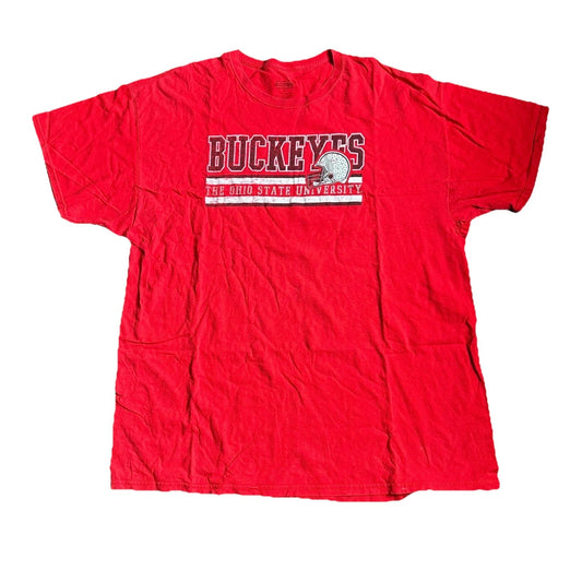 Vintage OHIO STAT Buckeyes Football Team Red T-Shirt Size 2XL Rare Y2k