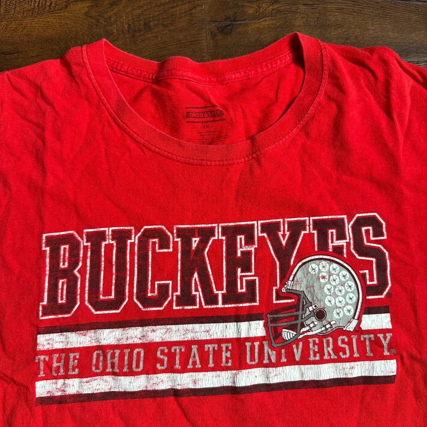 Vintage OHIO STAT Buckeyes Football Team Red T-Shirt Size 2XL Rare Y2k