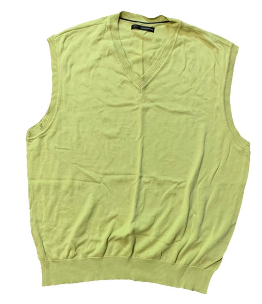 Greg Norman Mens Avocado Green Ribbed Golf V Neck Sleeveless Vest Sweater 2XL