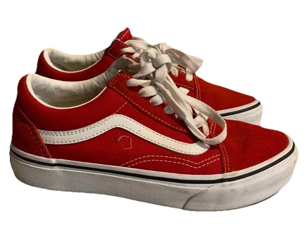 VANS Old Skool Off The Wall Red Suede Leather Low Top Lace up Sneaker Size US 5