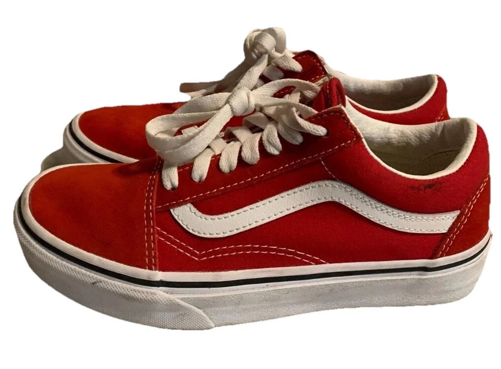 VANS Old Skool Off The Wall Red Suede Leather Low Top Lace up Sneaker Size US 5