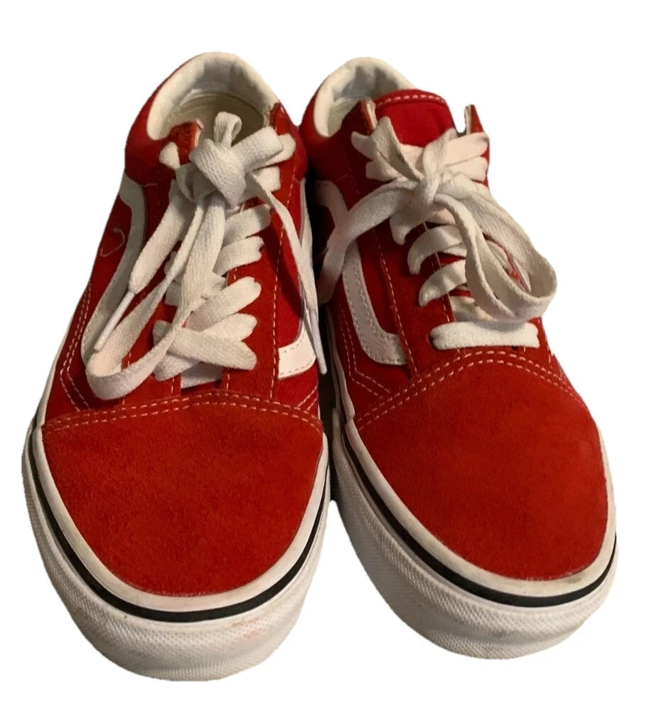 VANS Old Skool Off The Wall Red Suede Leather Low Top Lace up Sneaker Size US 5
