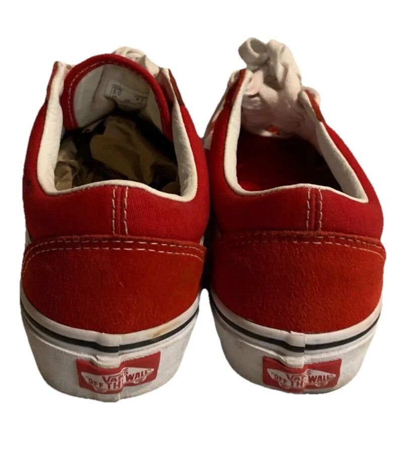 VANS Old Skool Off The Wall Red Suede Leather Low Top Lace up Sneaker Size US 5