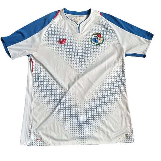 New Balance Mens White Panama FEPAFUT 2018-20 Home Football Soccer Jersey Large