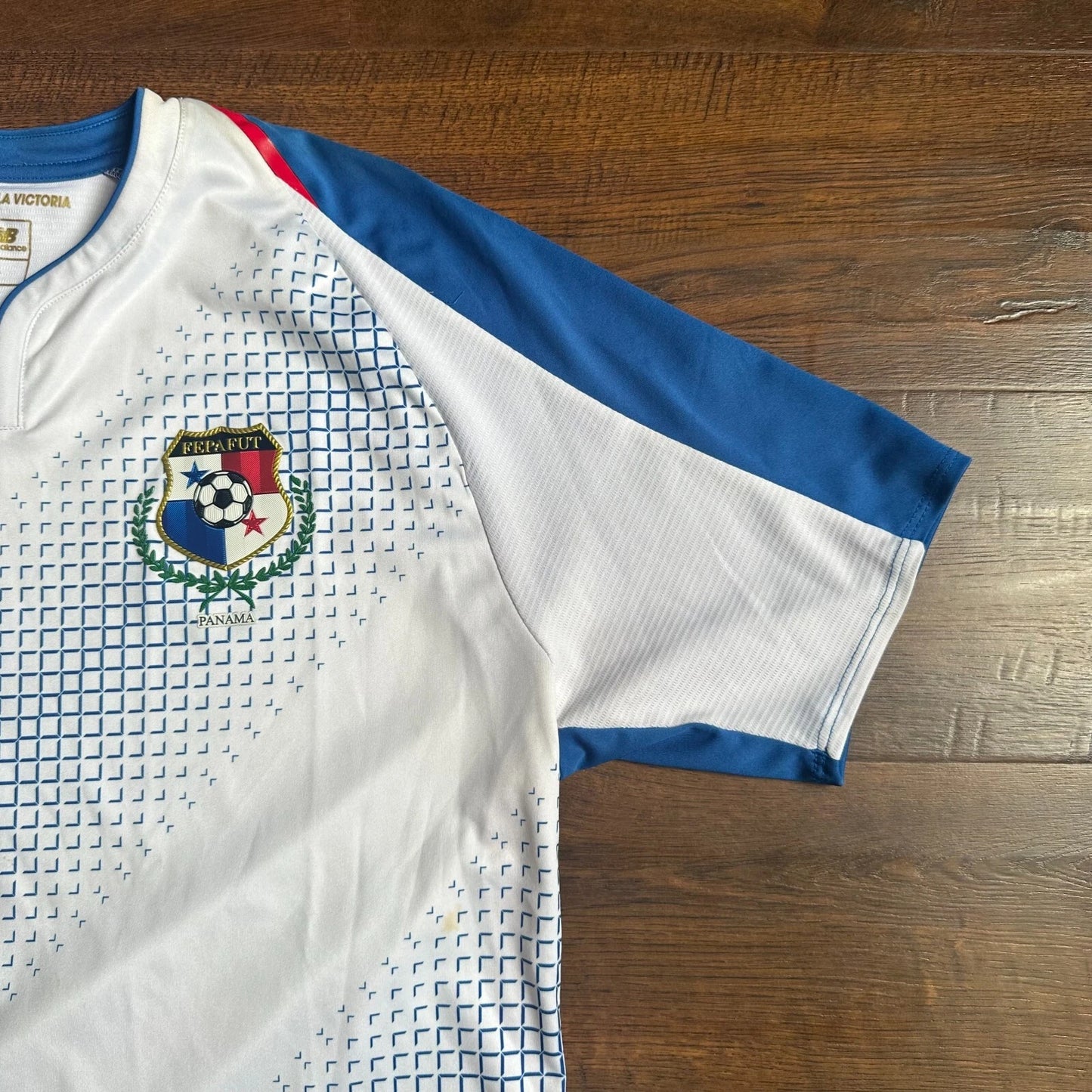 New Balance Mens White Panama FEPAFUT 2018-20 Home Football Soccer Jersey Large