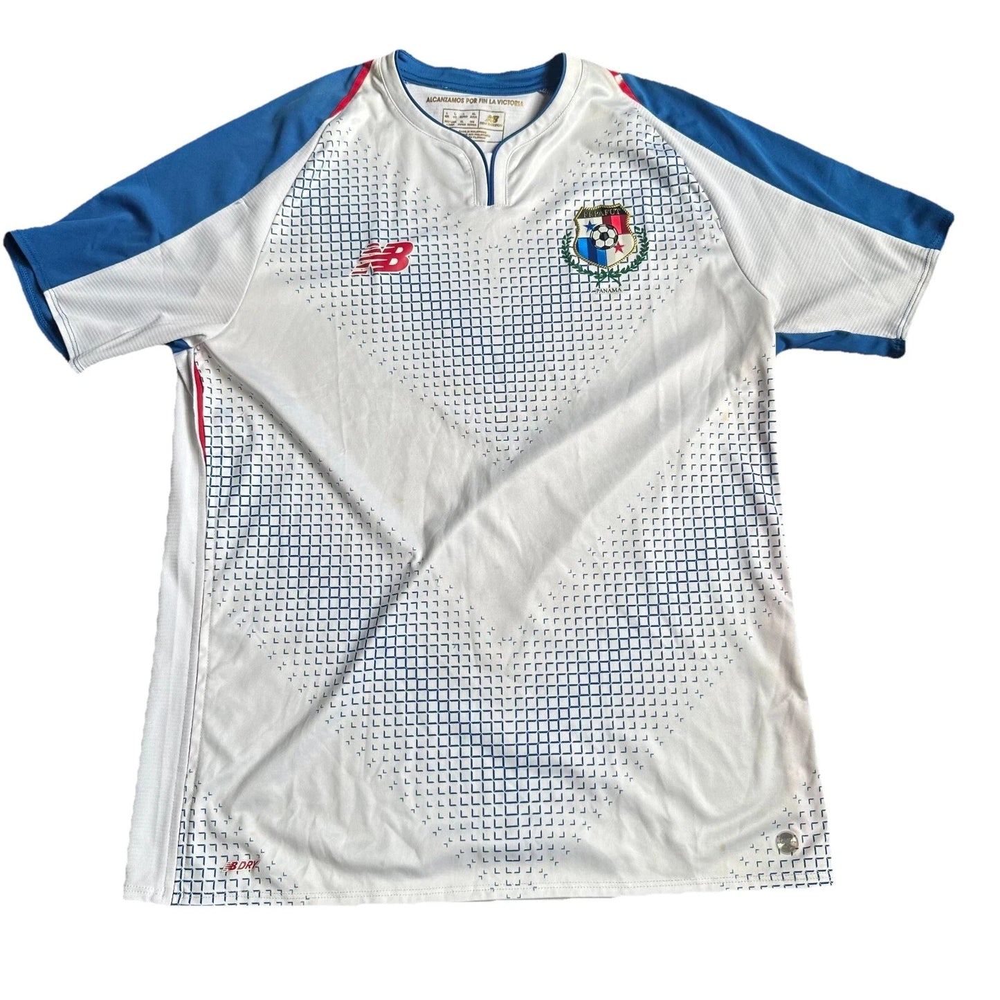 New Balance Mens White Panama FEPAFUT 2018-20 Home Football Soccer Jersey Large