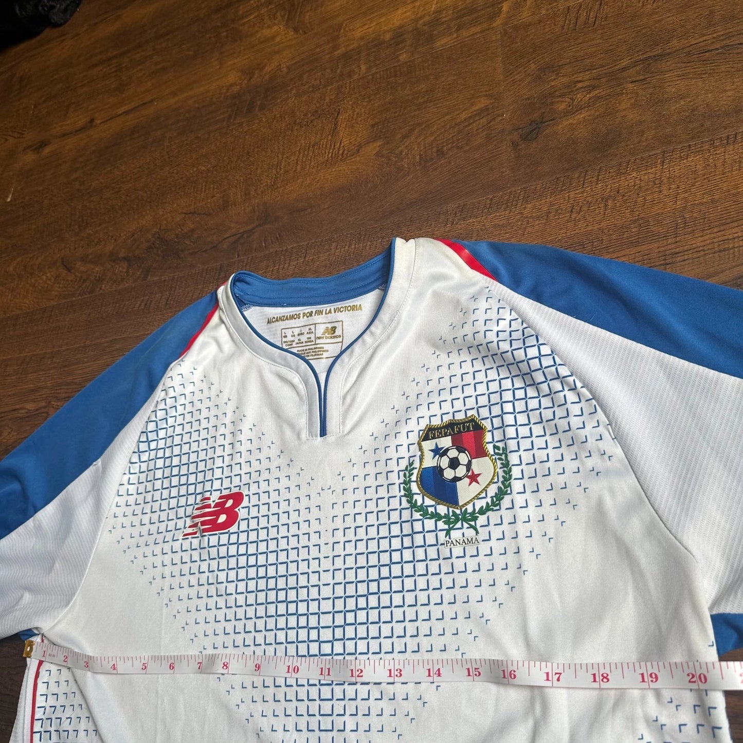 New Balance Mens White Panama FEPAFUT 2018-20 Home Football Soccer Jersey Large