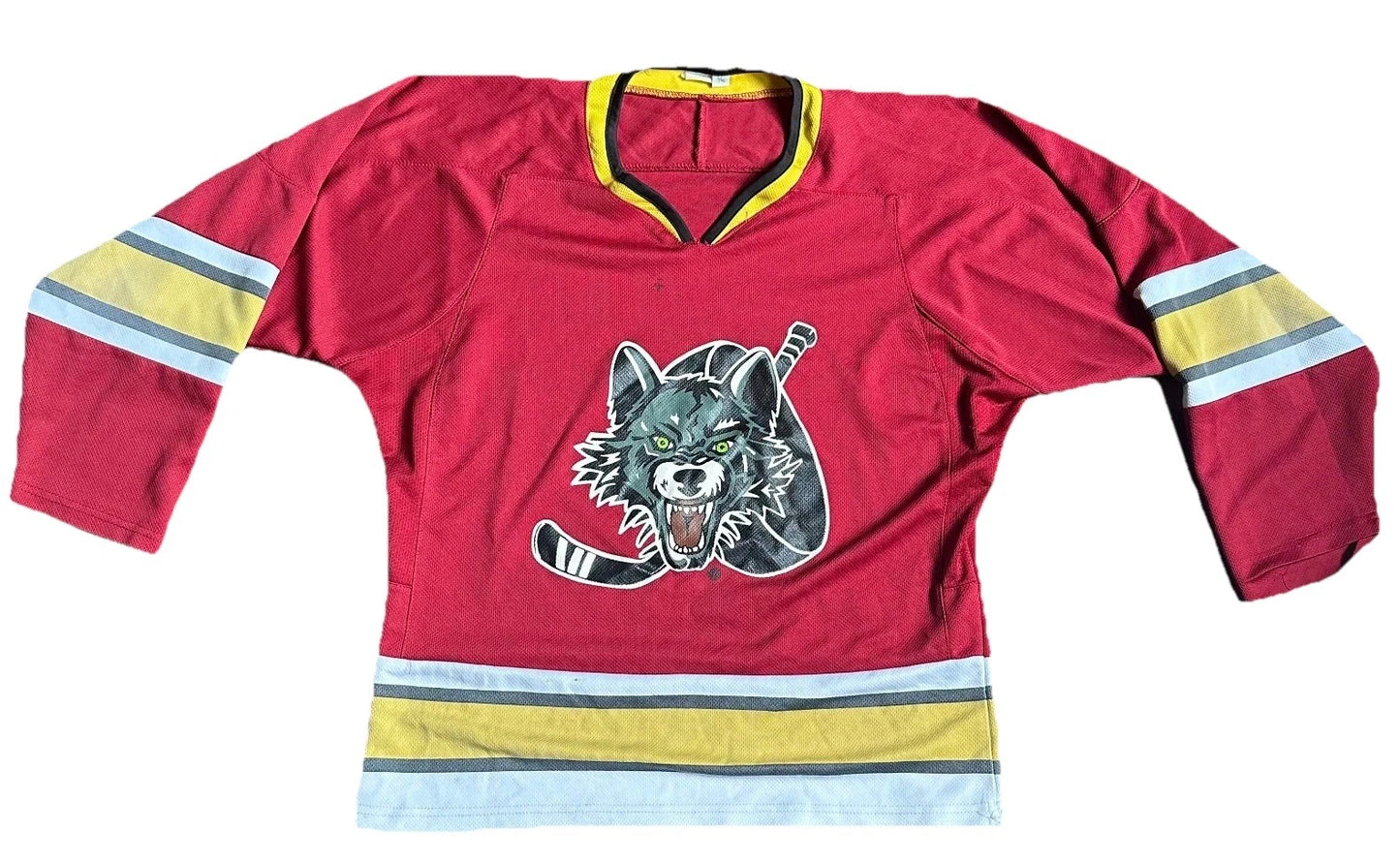 Vintage 1990's Unisex Children Red Chicago Wolves IHL Hockey Shirt Size L/XL