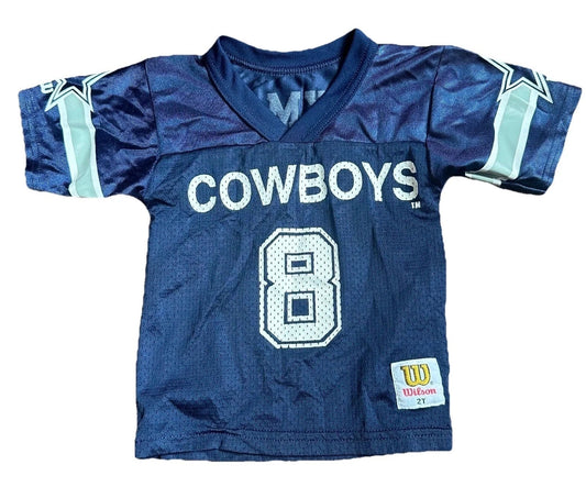 Vintage Wilson Kids Dark Blue Dallas Cowboy Troy Aikman #8 Youth Jersey Size 2T