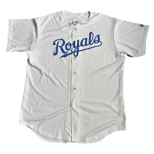 Majestic Mens White Kansas City Royals Logo Cool Base Baseball Practice Shirt