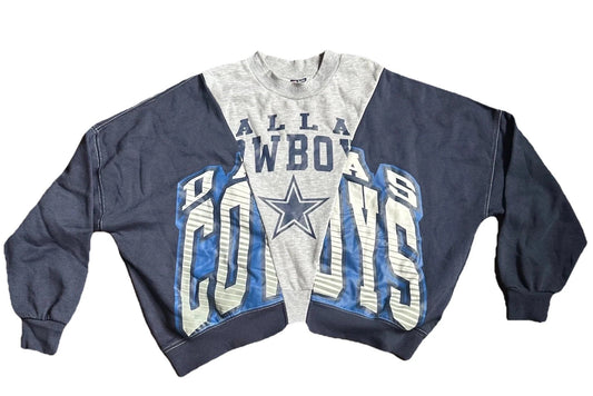Ultra Game Mens Navy Blue Gray NFL Dallas Cowboys Classic Logo Sweatshirt Medium