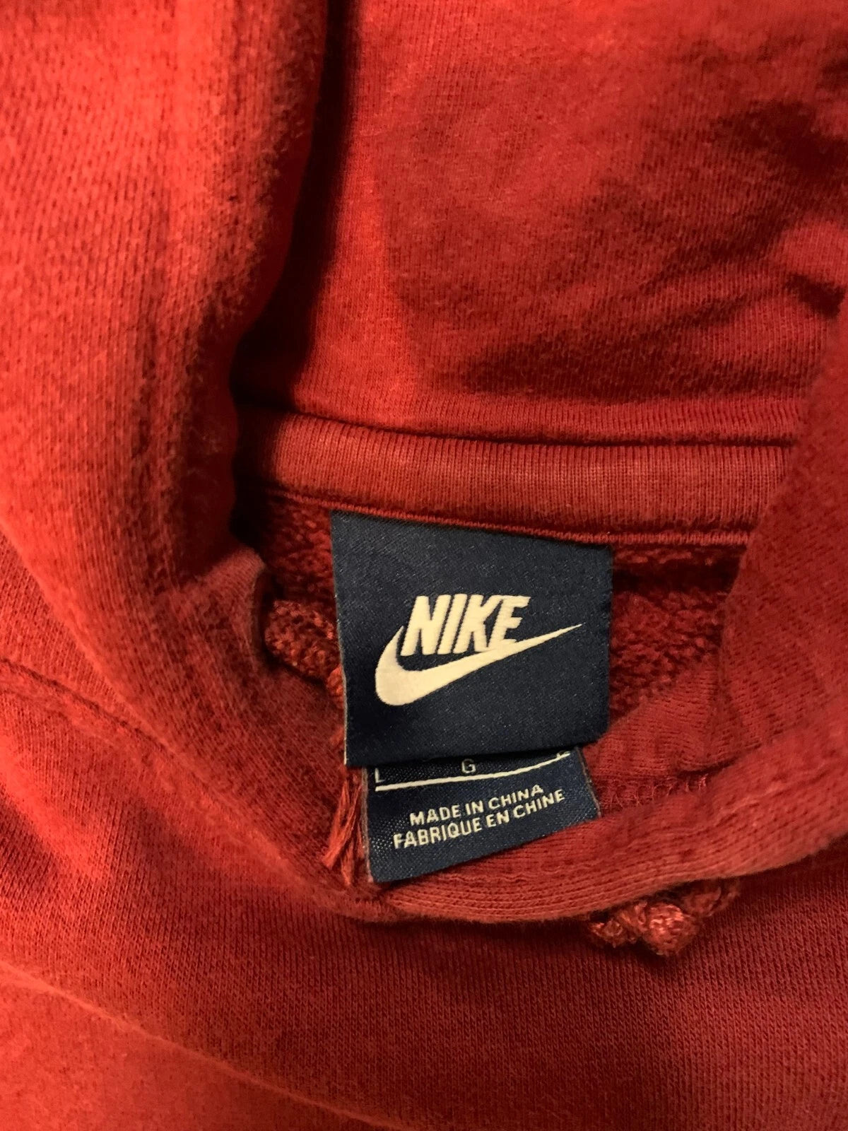 Nike Mens Red Kangaroo Pockets Streetwear Vintage Pullover Hoodie Size Large