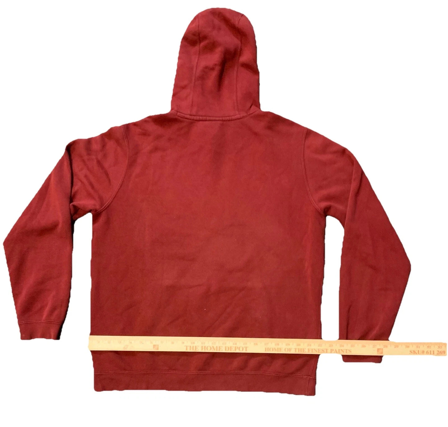 Nike Mens Red Kangaroo Pockets Streetwear Vintage Pullover Hoodie Size Large
