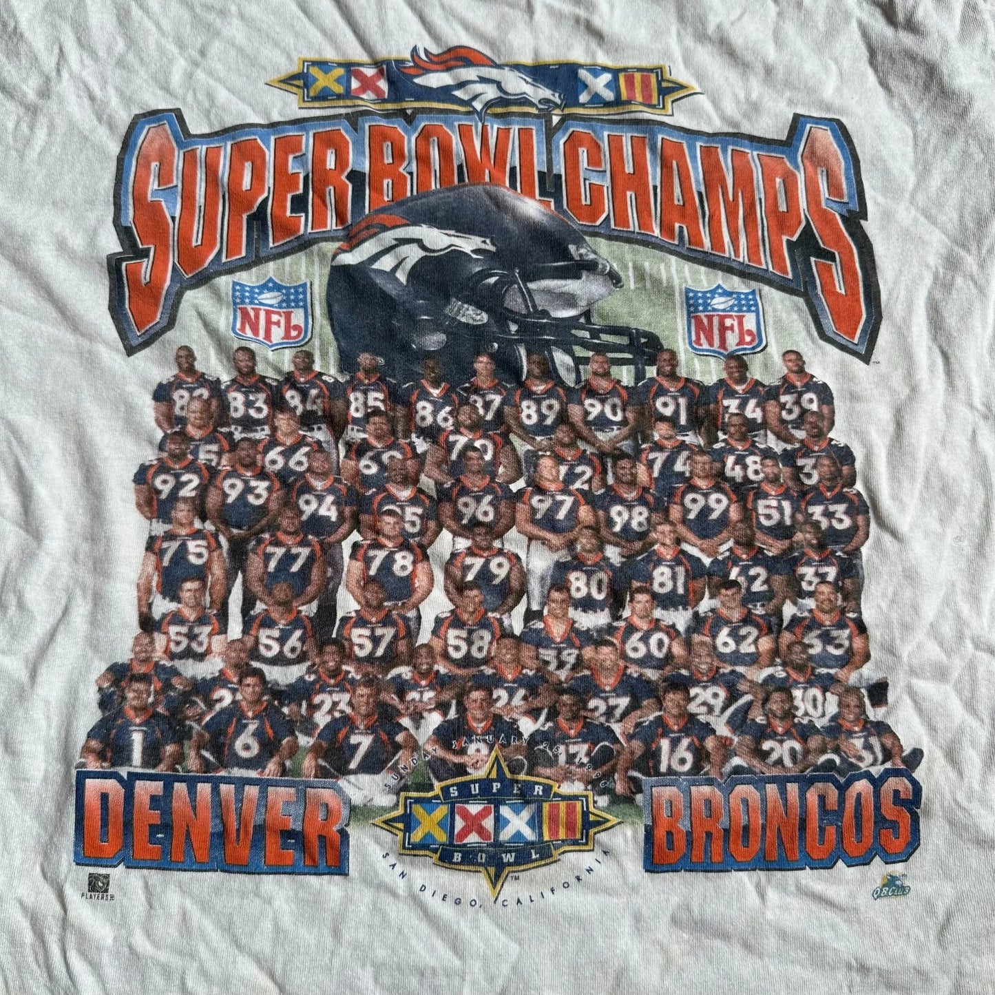 Vintage Starter Mens Super Bowl XXXII Champions Denver Broncos Team Shirt Large