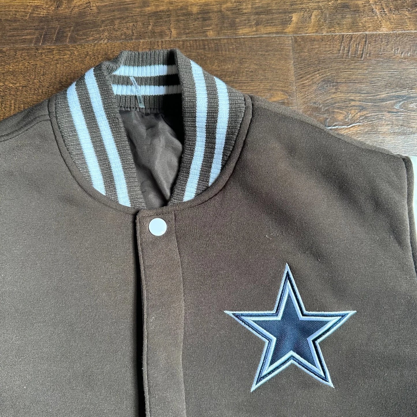 Dallas Cowboys Mens Brown/White Full-Zip Reversible Letterman NFL Jacket NFL