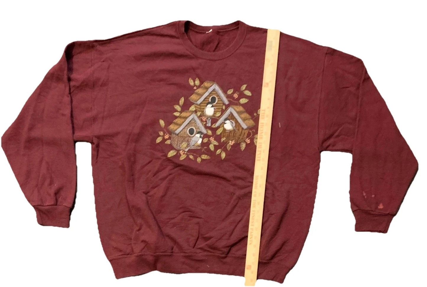Y2K Vintage 1990s Bird House Graphic Grandma Fashion Pullover Sweatshirt RARE