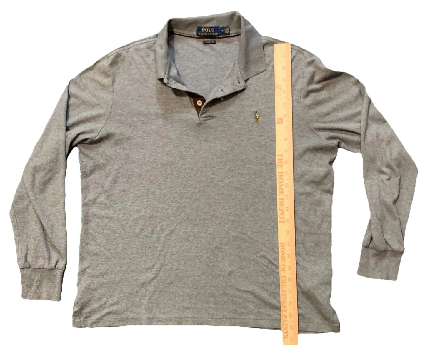 Polo Ralph Lauren Mens Yellowish Long Sleeve Comfy Classic Fit Polo Shirt Size-M