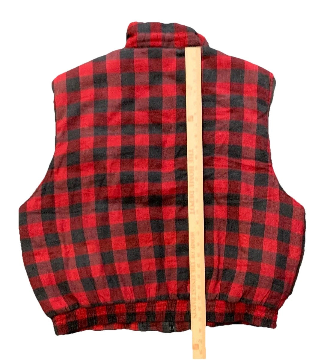 Vintage Ozark Trail Mens Red Black Buffalo Plaid Puffer Jacket Vest Rare XL