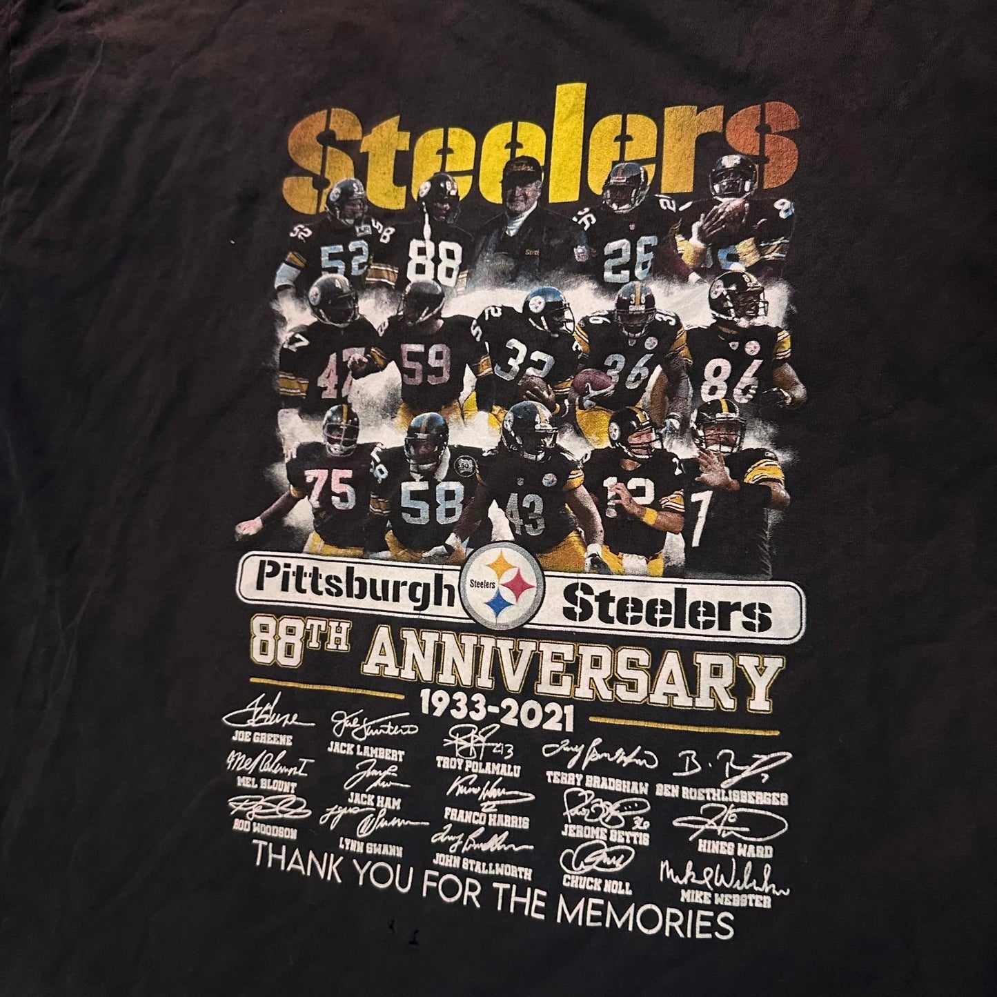 Pittsburgh Steelers 88th Anniversary 1933-2021 Mens Black Vintage Shirt