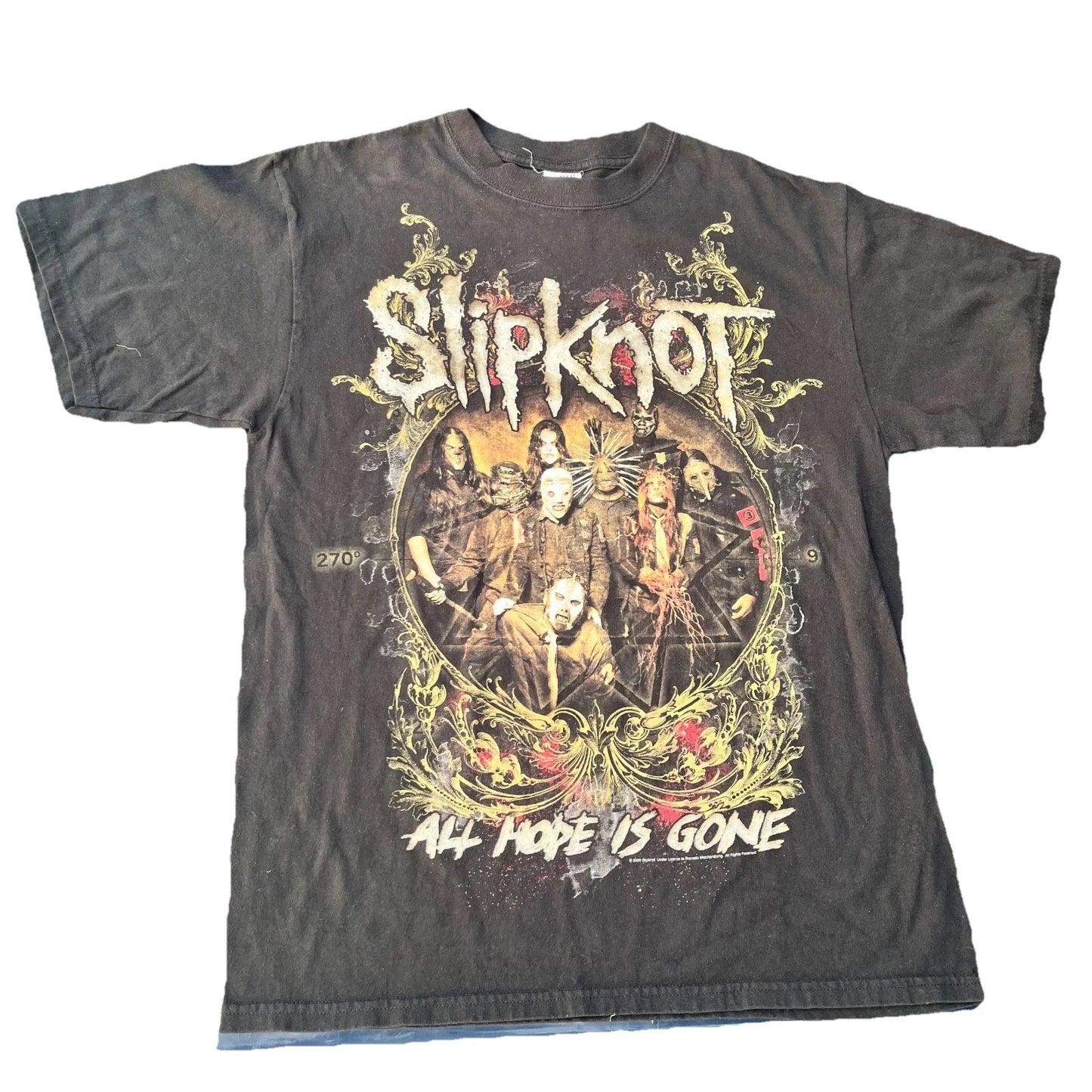 2009 Slipknot All Hope Is Gone World Tour Anvil Mens Black Graphic T Shirt Large