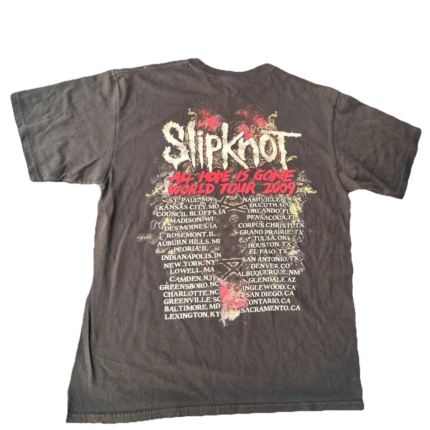 2009 Slipknot All Hope Is Gone World Tour Anvil Mens Black Graphic T Shirt Large