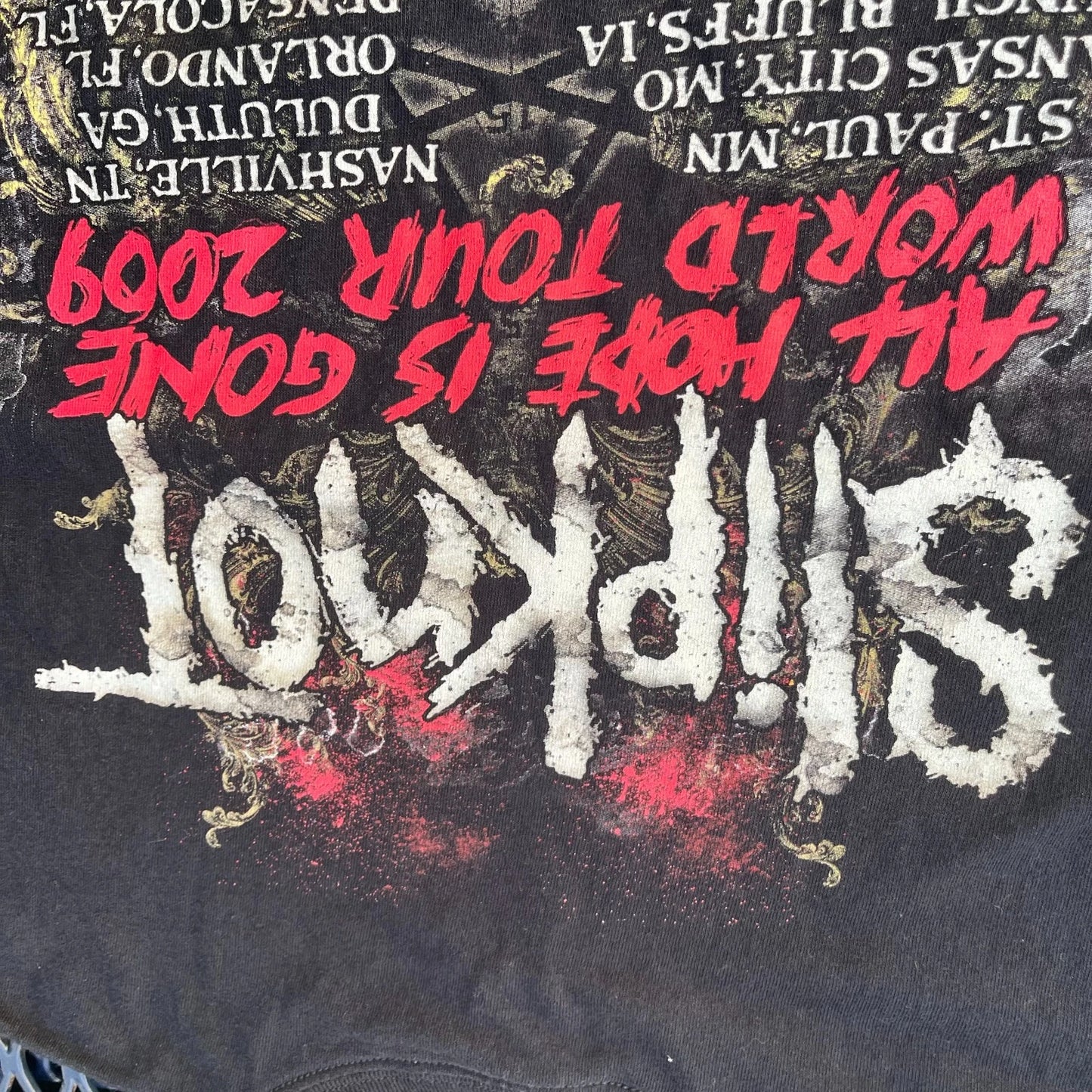2009 Slipknot All Hope Is Gone World Tour Anvil Mens Black Graphic T Shirt Large