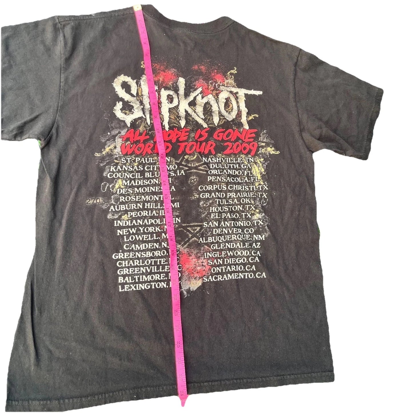 2009 Slipknot All Hope Is Gone World Tour Anvil Mens Black Graphic T Shirt Large