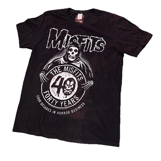 Misfits Mens Black Fourty Years Halloween Graphic Short Sleeve Crew Neck T-Shirt