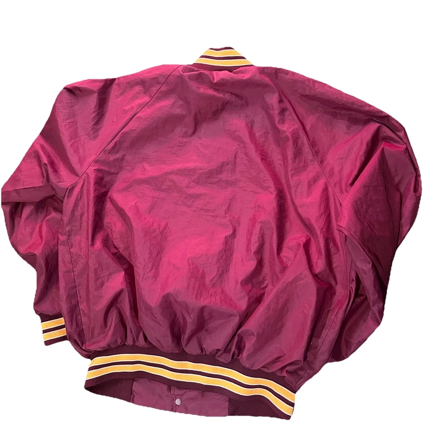 1990s Vintage Mens Maroon Satin Shepherd Hill Athletic Bomber Jacket Size XL